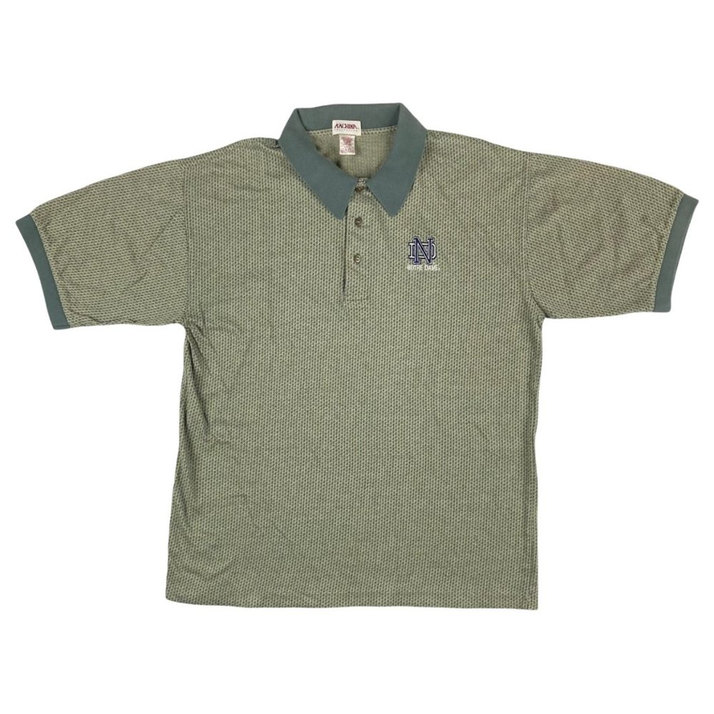 Vintage 90's Kachina Green Notre Dame Embroidered S/S Golf Polo Shirt Men's L